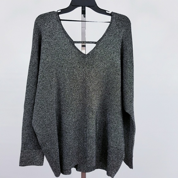 Lane Bryant Sweaters - Lane Byant Double V Neck Metallic Silver Sweater